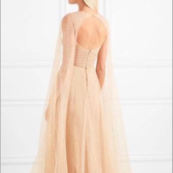 Marchesa Notte Embellished Glittered Tulle Gown-Blush Sz 16 - Picture 9 of 9